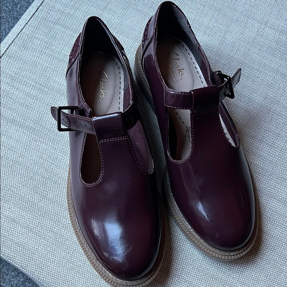 Clarks Shoes - Clarks Burgundy T-Strap Mary-Jane flats
